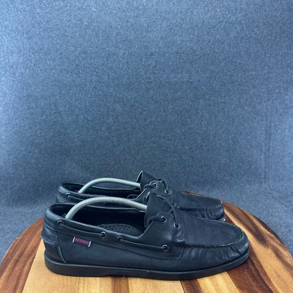 Sebago Docksides Portland Boat Shoes Total Black Men 11.5M B72673